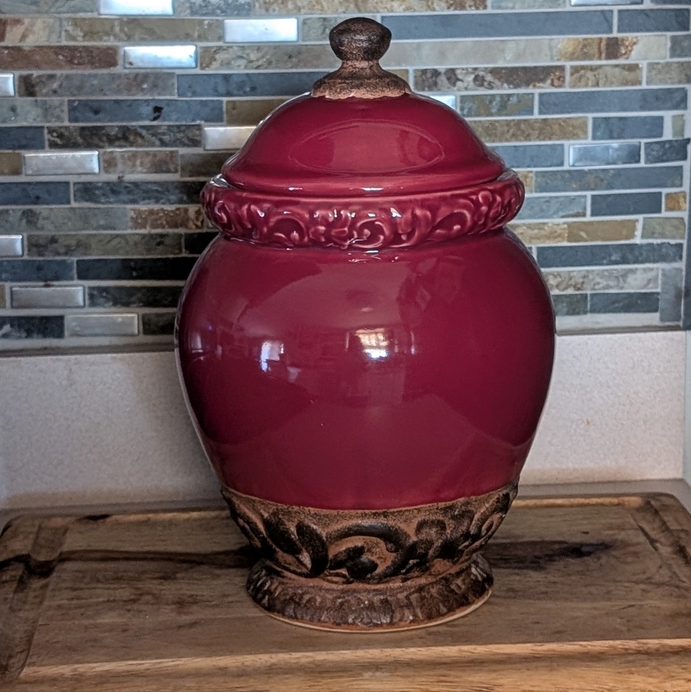 Certified International Burgundy Florentine Canister Cookie Jar